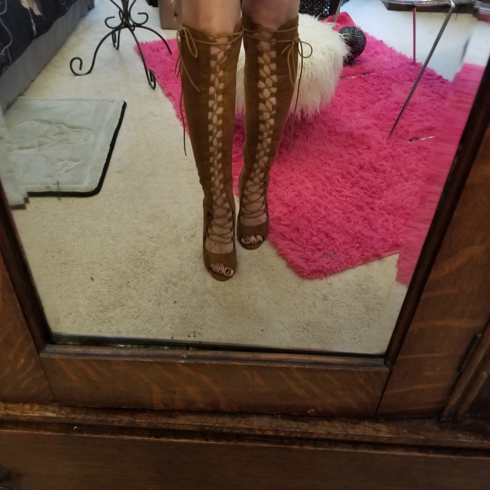 SOLD Lace Up Gladiator Style Knee Boots